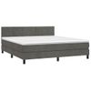 Cama Doble | Cama Box Spring | Cama Para Adultos Colchón Y Led Terciopelo Gris Oscuro 180x200 Cm Cfw254447