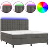 Cama Matrimonial | Cama Para Adultos | Cama Box Spring Colchón Y Led Terciopelo Gris Oscuro 180x200 Cm Cfw980781