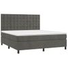 Cama Matrimonial | Cama Para Adultos | Cama Box Spring Colchón Y Led Terciopelo Gris Oscuro 180x200 Cm Cfw980781