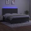 Cama Matrimonial | Cama Para Adultos | Cama Box Spring Colchón Y Led Terciopelo Gris Oscuro 180x200 Cm Cfw980781