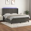 Cama Doble | Cama Box Spring | Cama Para Adultos Colchón Y Led Terciopelo Gris Oscuro 180x200 Cm Cfw624695