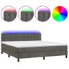 Cama Matrimonial | Cama Para Adultos | Cama Box Spring Colchón Y Led Terciopelo Gris Oscuro 180x200 Cm Cfw921521