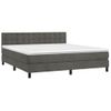 Cama Matrimonial | Cama Para Adultos | Cama Box Spring Colchón Y Led Terciopelo Gris Oscuro 180x200 Cm Cfw921521