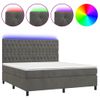 Cama Doble | Cama Box Spring | Cama Para Adultos Colchón Y Led Terciopelo Gris Oscuro 180x200 Cm Cfw724029