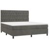 Cama Doble | Cama Box Spring | Cama Para Adultos Colchón Y Led Terciopelo Gris Oscuro 180x200 Cm Cfw724029