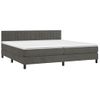 Cama Doble | Cama Box Spring | Cama Para Adultos Colchón Y Led Terciopelo Gris Oscuro 200x200 Cm Cfw328593