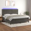 Cama Doble | Cama Box Spring | Cama Para Adultos Colchón Y Led Terciopelo Gris Oscuro 200x200 Cm Cfw479162