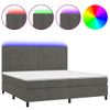 Cama Doble | Cama Box Spring | Cama Para Adultos Colchón Y Led Terciopelo Gris Oscuro 200x200 Cm Cfw479162