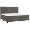 Cama Doble | Cama Box Spring | Cama Para Adultos Colchón Y Led Terciopelo Gris Oscuro 200x200 Cm Cfw479162