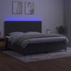 Cama Doble | Cama Box Spring | Cama Para Adultos Colchón Y Led Terciopelo Gris Oscuro 200x200 Cm Cfw479162