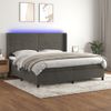 Cama Doble | Cama Box Spring | Cama Para Adultos Colchón Y Led Terciopelo Gris Oscuro 200x200 Cm Cfw558700