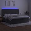 Cama Doble | Cama Box Spring | Cama Para Adultos Colchón Y Led Terciopelo Gris Oscuro 200x200 Cm Cfw558700