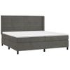 Cama Doble | Cama Box Spring | Cama Para Adultos Colchón Y Led Terciopelo Gris Oscuro 200x200 Cm Cfw558700