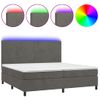 Cama Doble | Cama Box Spring | Cama Para Adultos Colchón Y Led Terciopelo Gris Oscuro 200x200 Cm Cfw484954