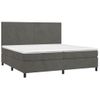 Cama Doble | Cama Box Spring | Cama Para Adultos Colchón Y Led Terciopelo Gris Oscuro 200x200 Cm Cfw484954