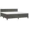 Cama Doble | Cama Box Spring | Cama Para Adultos Colchón Y Led Terciopelo Gris Oscuro 200x200 Cm Cfw313794