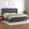 Cama Doble | Cama Box Spring | Cama Para Adultos Colchón Y Led Terciopelo Gris Oscuro 200x200 Cm Cfw948645