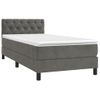 Cama Individual | Cama Box Spring | Cama Para Adultos Colchón Y Led Terciopelo Gris Oscuro 80x200 Cm Cfw599740