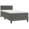 Cama Individual | Cama Para Adultos | Cama Box Spring Colchón Y Led Terciopelo Gris Oscuro 80x200 Cm Cfw192745