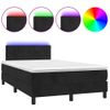 Cama Matrimonial | Cama Para Adultos | Cama Box Spring Colchón Y Led Terciopelo Negro 120x200 Cm Cfw234215