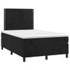 Cama Doble | Cama Box Spring | Cama Para Adultos Colchón Y Led Terciopelo Negro 120x200 Cm Cfw544081