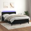 Cama Doble | Cama Box Spring | Cama Para Adultos Colchón Y Led Terciopelo Negro 140x190 Cm Cfw551386