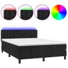 Cama Doble | Cama Box Spring | Cama Para Adultos Colchón Y Led Terciopelo Negro 140x190 Cm Cfw551386