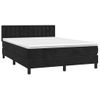 Cama Doble | Cama Box Spring | Cama Para Adultos Colchón Y Led Terciopelo Negro 140x190 Cm Cfw551386