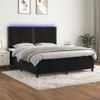 Cama Para Adultos | Cama Box Spring Colchón Y Led Terciopelo Negro 160x200 Cm Cfw788576