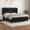 Cama Para Adultos | Cama Box Spring Colchón Y Led Terciopelo Negro 160x200 Cm Cfw361869