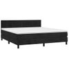 Cama Doble | Cama Box Spring | Cama Para Adultos Colchón Y Led Terciopelo Negro 180x200 Cm Cfw677568