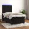 Cama Para Adultos | Cama Box Spring Colchón Y Led Terciopelo Negro 80x200 Cm Cfw557492