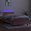 Cama Para Adulto | Cama Individual | Cama Box Spring Colchón Y Led Terciopelo Rosa 100x200 Cm Cfw830535