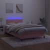 Cama Matrimonial | Cama Para Adultos | Cama Box Spring Colchón Y Led Terciopelo Rosa 120x200 Cm Cfw524189