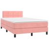 Cama Matrimonial | Cama Para Adultos | Cama Box Spring Colchón Y Led Terciopelo Rosa 120x200 Cm Cfw524189