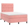 Cama Matrimonial | Cama Para Adultos | Cama Box Spring Colchón Y Led Terciopelo Rosa 120x200 Cm Cfw172444