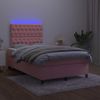 Cama Matrimonial | Cama Para Adultos | Cama Box Spring Colchón Y Led Terciopelo Rosa 120x200 Cm Cfw172444