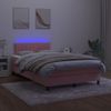 Cama Doble | Cama Box Spring | Cama Para Adultos Colchón Y Led Terciopelo Rosa 120x200 Cm Cfw756281