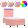 Cama Matrimonial | Cama Para Adultos | Cama Box Spring Colchón Y Led Terciopelo Rosa 120x200 Cm Cfw851038