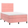 Cama Matrimonial | Cama Para Adultos | Cama Box Spring Colchón Y Led Terciopelo Rosa 120x200 Cm Cfw851038