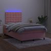 Cama Matrimonial | Cama Para Adultos | Cama Box Spring Colchón Y Led Terciopelo Rosa 120x200 Cm Cfw265217