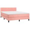 Cama Matrimonial | Cama Para Adultos | Cama Box Spring Colchón Y Led Terciopelo Rosa 140x190 Cm Cfw569269