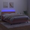 Cama Matrimonial | Cama Para Adultos | Cama Box Spring Colchón Y Led Terciopelo Rosa 140x190 Cm Cfw569269