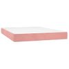 Cama Matrimonial | Cama Para Adultos | Cama Box Spring Colchón Y Led Terciopelo Rosa 140x190 Cm Cfw569269