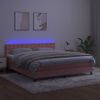 Cama Doble | Cama Box Spring | Cama Para Adultos Colchón Y Led Terciopelo Rosa 160x200 Cm Cfw526445