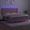 Cama Matrimonial | Cama Para Adultos | Cama Box Spring Colchón Y Led Terciopelo Rosa 180x200 Cm Cfw12943