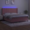 Cama Matrimonial | Cama Para Adultos | Cama Box Spring Colchón Y Led Terciopelo Rosa 180x200 Cm Cfw349013