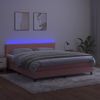 Cama Doble | Cama Box Spring | Cama Para Adultos Colchón Y Led Terciopelo Rosa 180x200 Cm Cfw958224