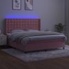 Cama Matrimonial | Cama Para Adultos | Cama Box Spring Colchón Y Led Terciopelo Rosa 180x200 Cm Cfw975169