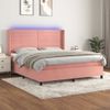 Cama Doble | Cama Box Spring | Cama Para Adultos Colchón Y Led Terciopelo Rosa 180x200 Cm Cfw868105